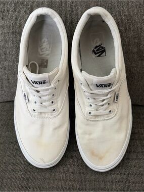 🏝️Men’s White Canvas Doheny Lace Up Vans Size 11